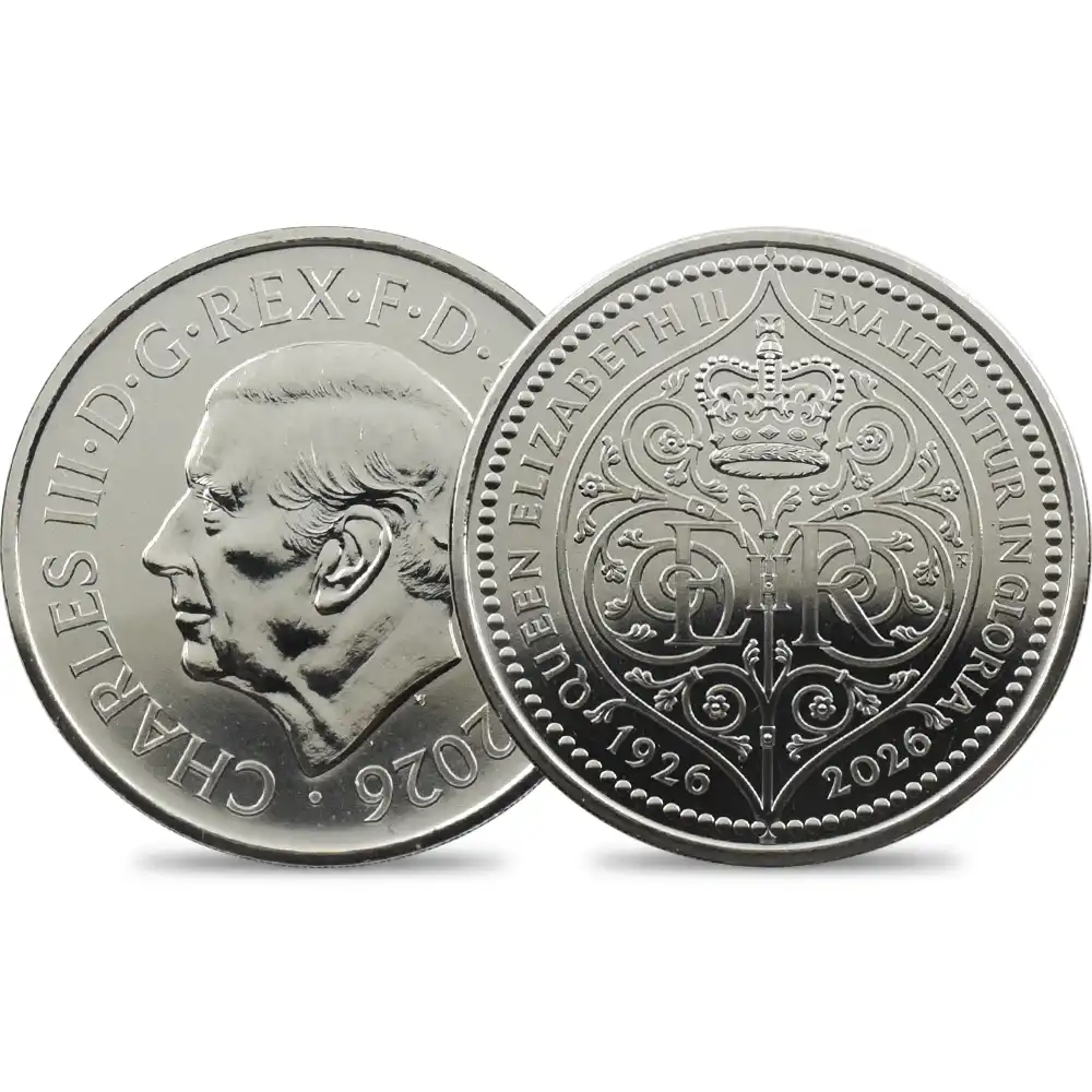 イギリス 2026 チャールズ3世 エリザベス2世生誕100周年記念 5ポンド BU白銅貨 未鑑定 パッケージ付き