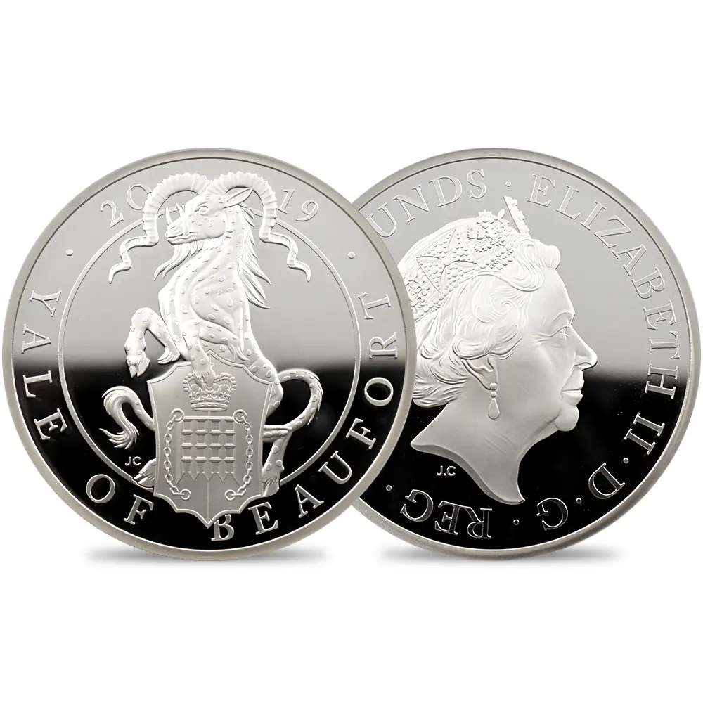 2019 エリザベス2世 クイーンズビースト ビューフォートのイェール 10ポンド5オンス銀貨 ファースト75ストラック NGC PF70UC 説明書・COA付き