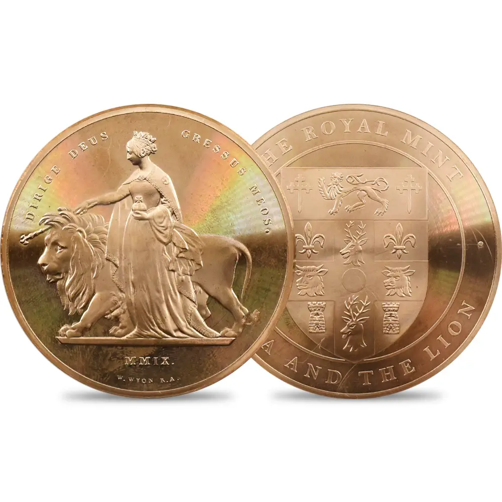 2009 エリザベス2世 ウナ＆ライオン 試作青銅メダル PL65RD 1of5 箱付き