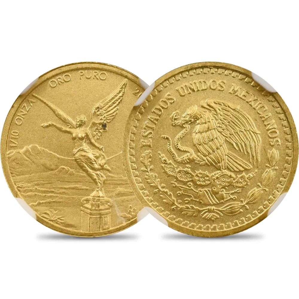 メキシコ 2024Mo リベルタ―ド 1/10オンス金貨 発行即日鑑定品 MS70