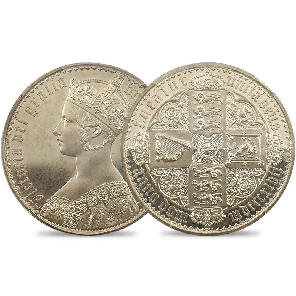 1847 ヴィクトリア女王 ゴチッククラウン銀貨 プレーンエッジ PCGS PR64CA Esc-2579 【R4】