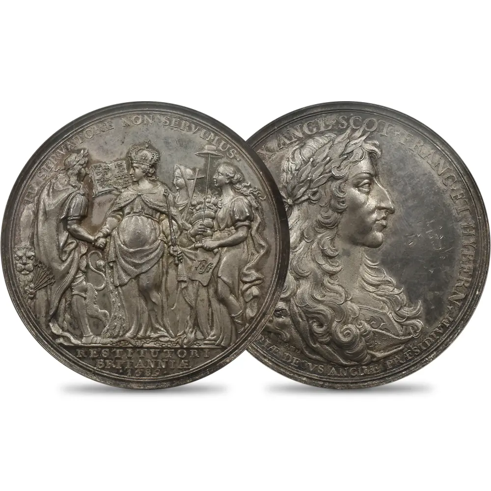 イギリス 1689 ウィリアム3世 信教自由令 銀メダル NGC MS63 MI-689-64