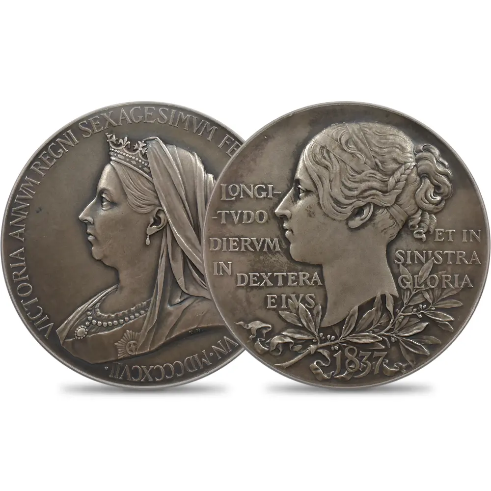 イギリス 1897 ヴィクトリア女王 オールド（ヴェールド）ヘッド 戴冠60周年記念 ダイヤモンドジュビリー 銀メダル NGC MS63 箱付き