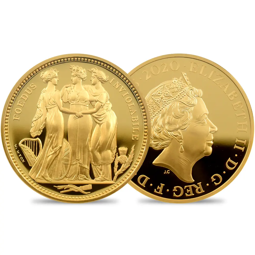 2020 エリザベス2世 スリーグレーセス 500ポンド5オンス金貨 ファーストリリース NGC PF70UC 箱付き
