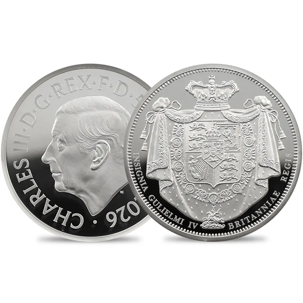 イギリス 2026 チャールズ3世 ウィリアム4世クラウン 5ポンド2オンス銀貨 発行即日鑑定品 NGC PF70UC 箱付き