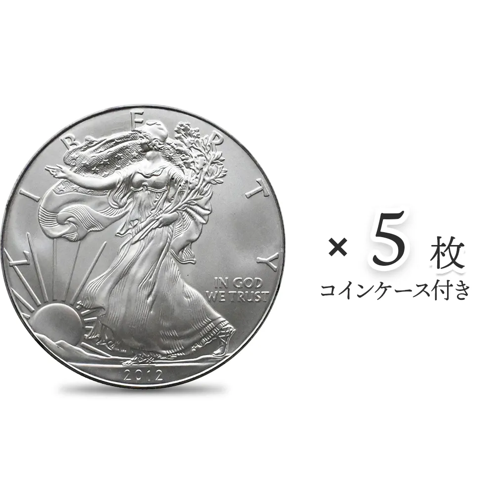 アメリカ 2012 イーグル 1ドル 1オンス 銀貨 【5枚】 (コインケース付き)
