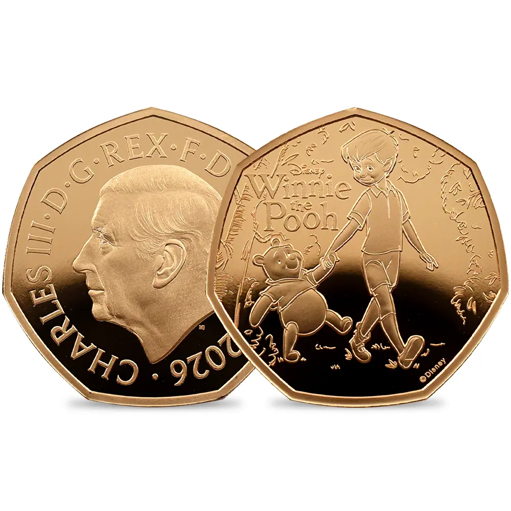 イギリス 2026 チャールズ3世 くまのプーさん100周年記念 第2弾 50ペンスプルーフ金貨 未鑑定 箱付き