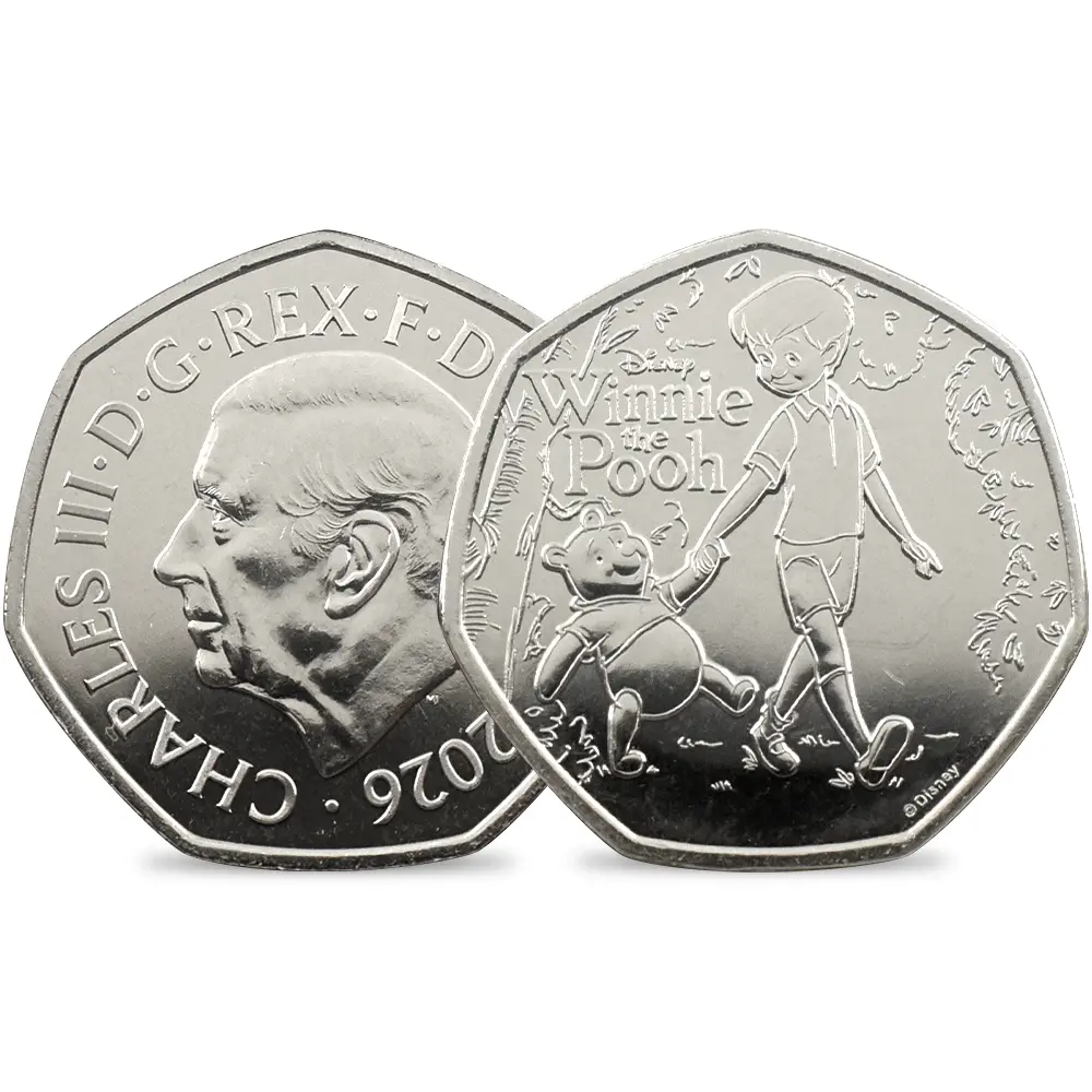 イギリス 2026 チャールズ3世 くまのプーさん100周年記念 第2弾 50ペンスBU白銅貨 未鑑定 パッケージ付き