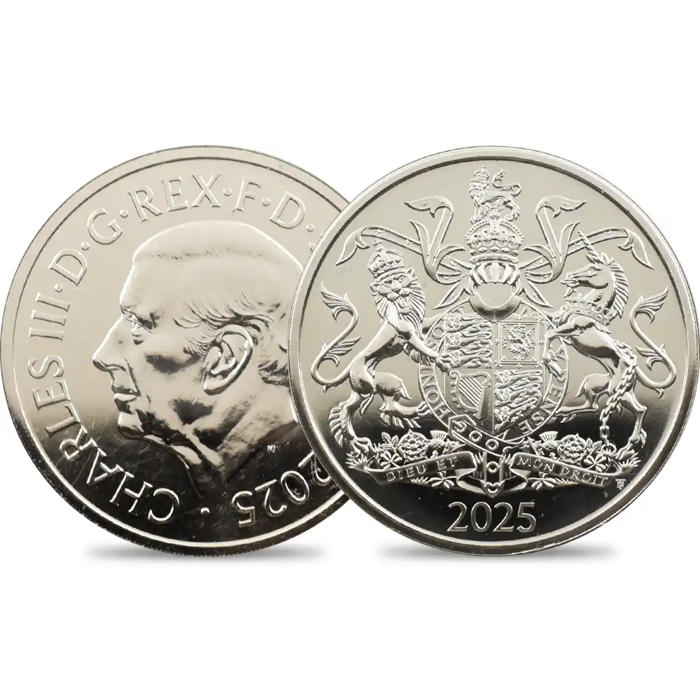 2025 チャールズ3世 ロイヤルアームズ 5ポンドBU白銅貨 未鑑定 パッケージ付き