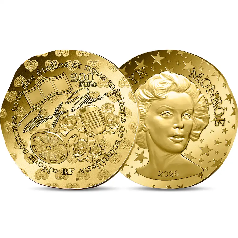 【鑑定オプション付き】フランス 2026 マリリン・モンロー生誕100周年記念 200ユーロ1オンス 金貨 特別仕様 未鑑定 箱付き【ご予約承り品・納期約6か月】