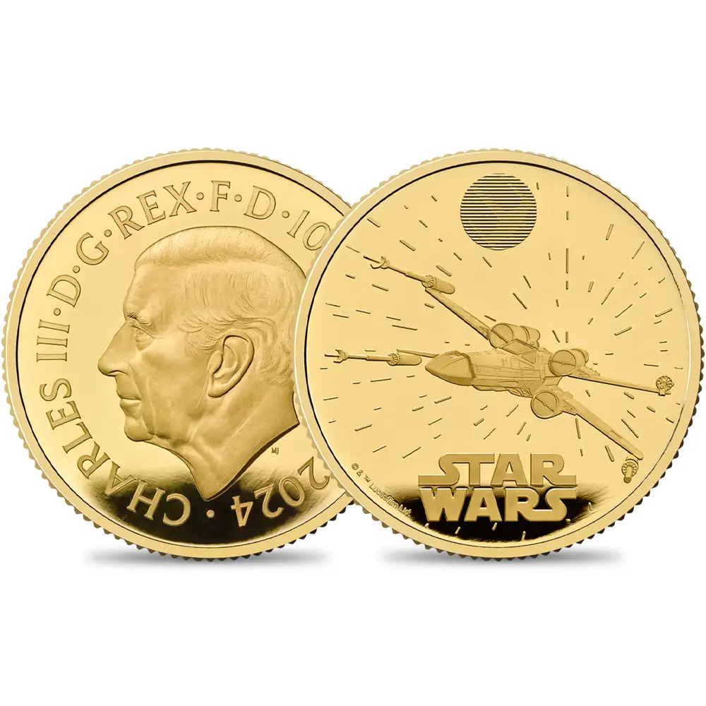 2024 チャールズ3世 スター・ウォーズコレクションⅡ第3弾 Xウイング 100ポンド1オンスプルーフ金貨 未鑑定 箱付き【ご予約承り品】