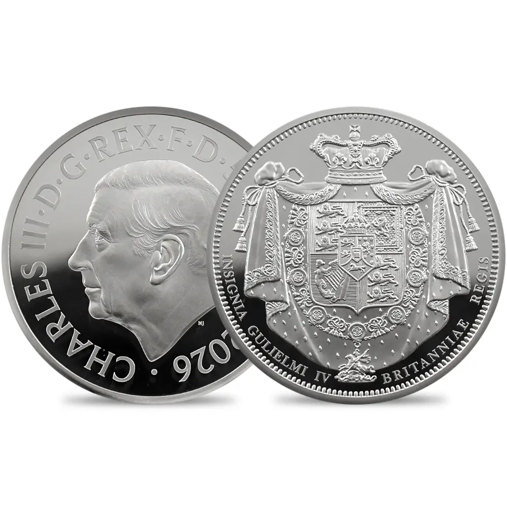 イギリス 2026 チャールズ3世 ウィリアム4世クラウン 5ポンド2オンス銀貨 ファーストリリース NGCPF70UC 箱付き