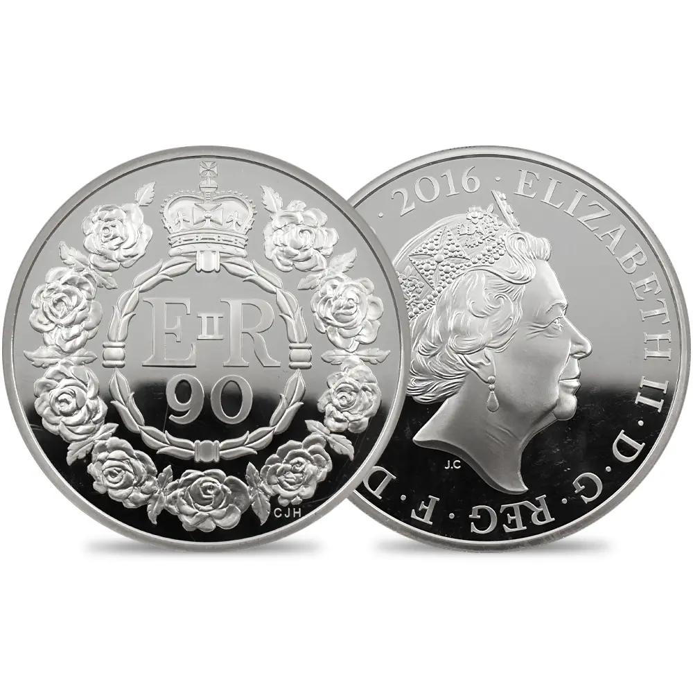 イギリス 2016 エリザベス2世 女王生誕90周年記念 10ポンド5オンス銀貨 ファースト500ストラック NGC PF70UC