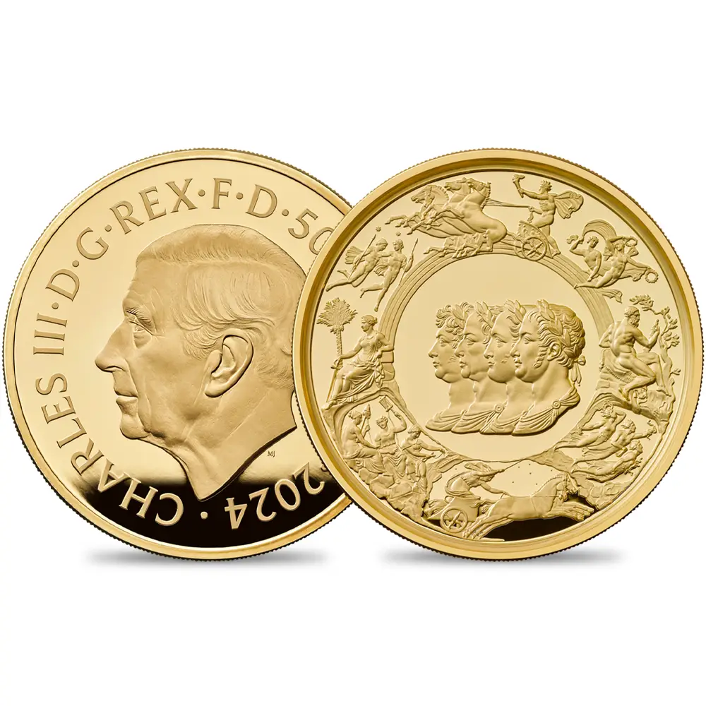 2024 チャールズ3世 ワーテルロー・メダル - 連合国代表 500ポンド5オンスプルーフ金貨 未鑑定 箱付き【ご予約承り品】