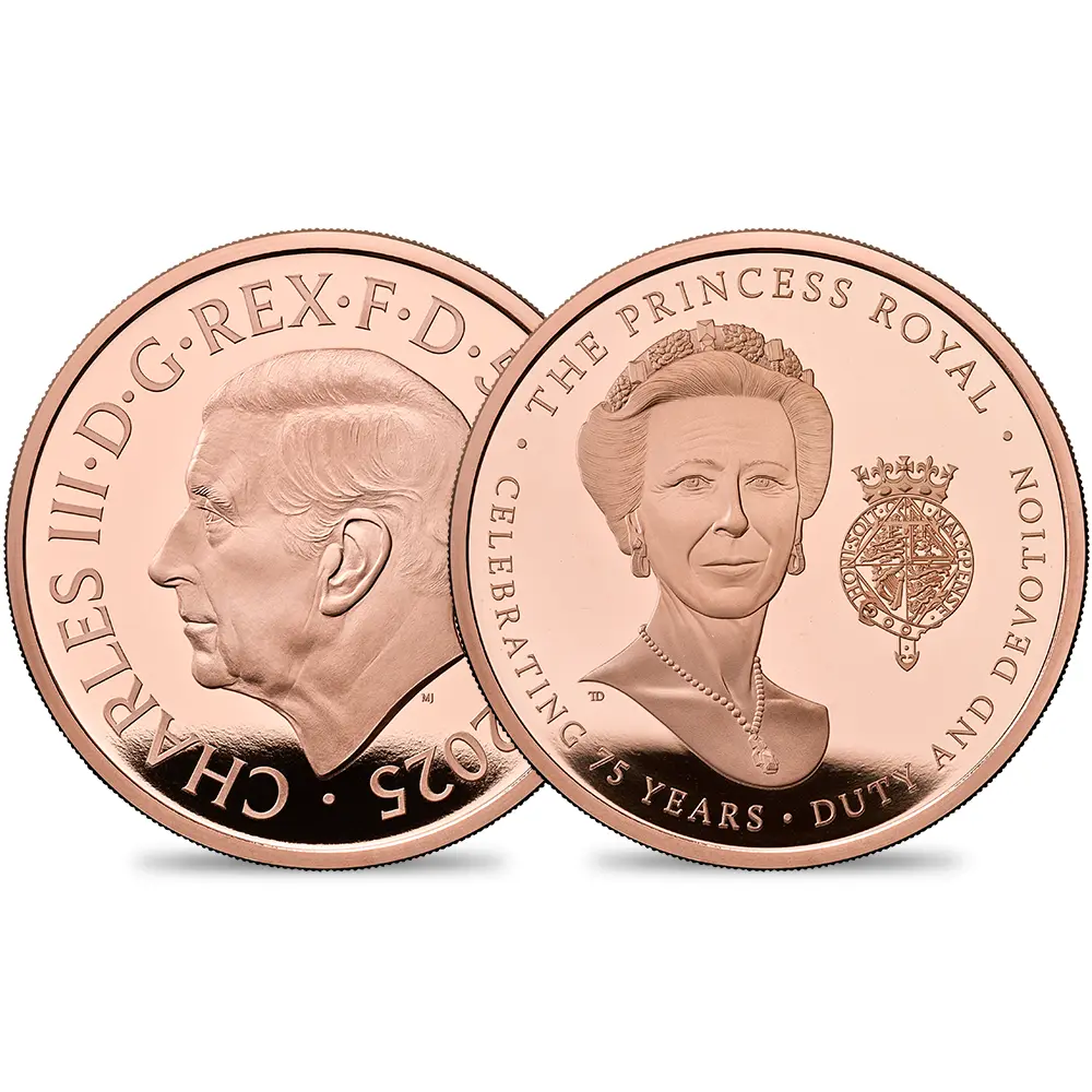 2025 チャールズ3世 プリンセスロイヤル・アン王女 誕生75周年記念 5ポンドプルーフ金貨 未鑑定 箱付き【ご予約承り品】