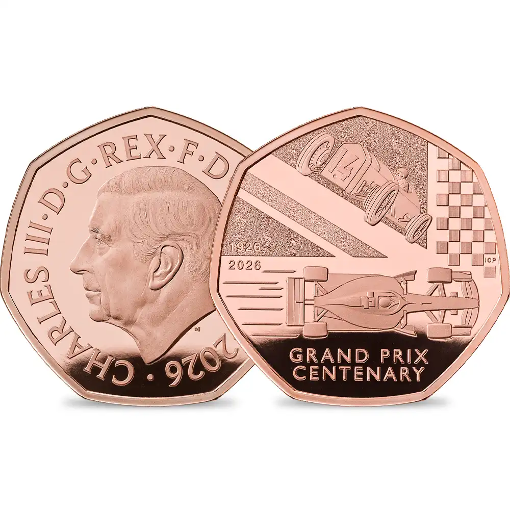 イギリス 2026 チャールズ3世 イギリスグランプリ100周年記念 50ペンスプルーフ金貨 未鑑定 箱付き【ご予約承り品】
