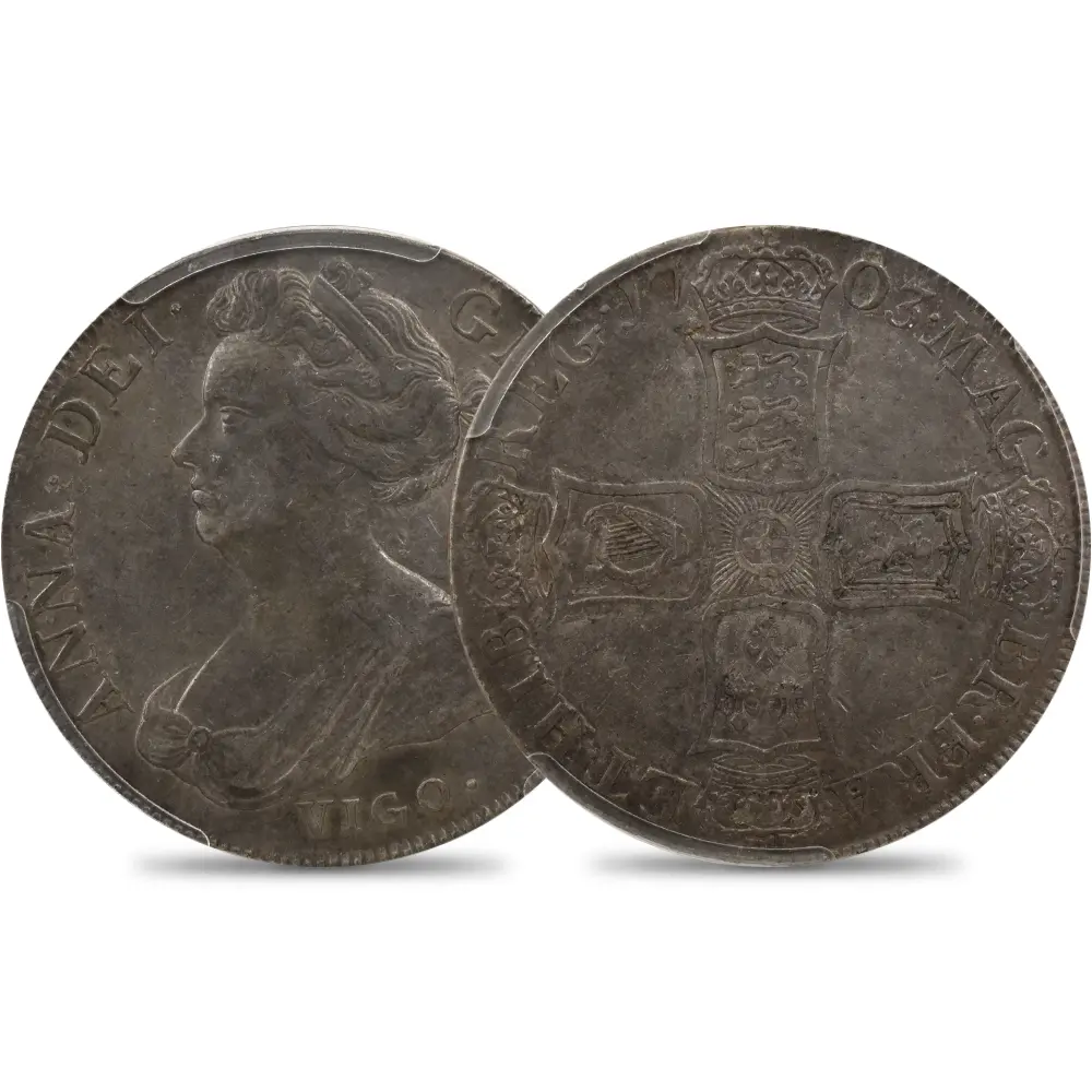 1703 アン女王 VIGO クラウン銀貨 PCGS XF45