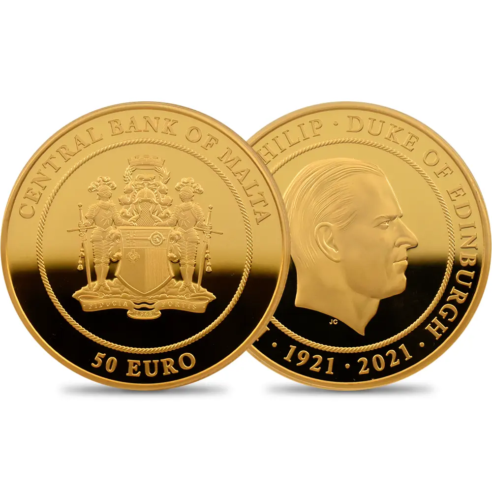 マルタ 2021 フィリップ殿下 追悼記念 50ユーロ 金貨 PCGS PR70DC COA付き