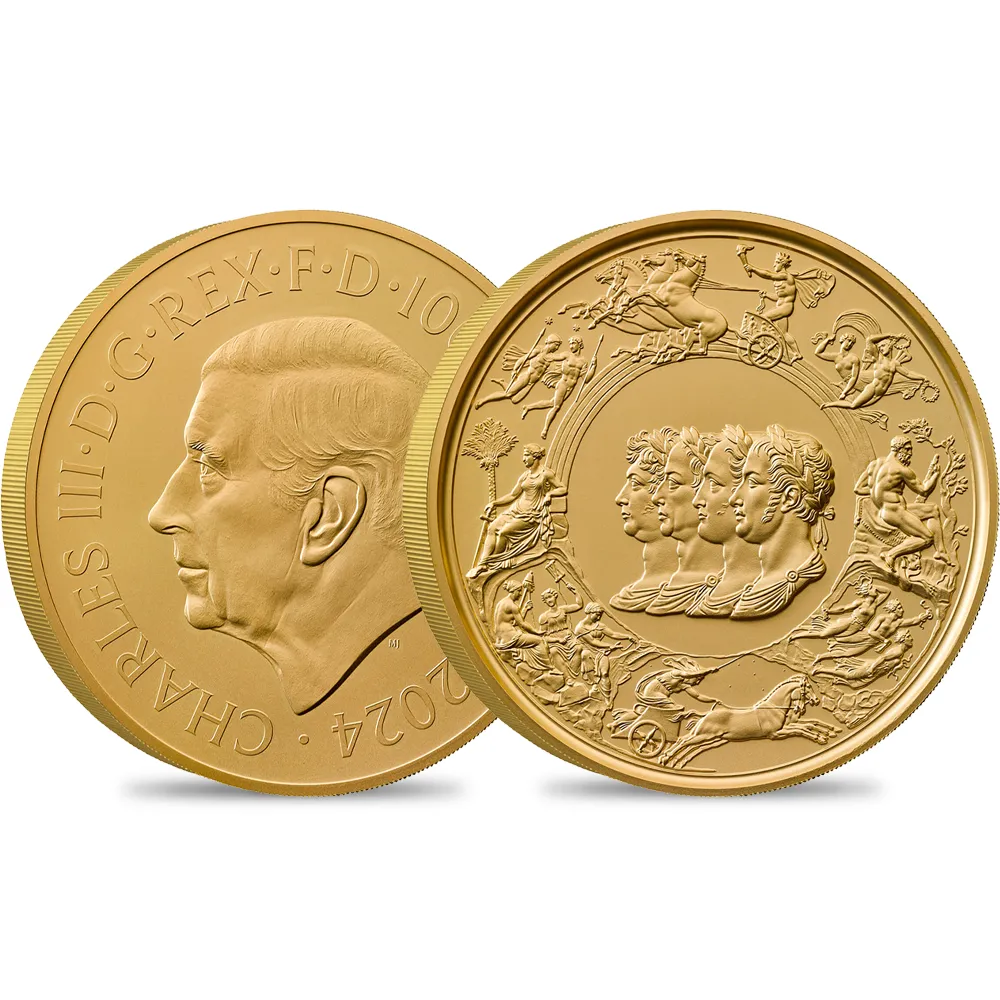 2024 チャールズ3世 ワーテルロー・メダル - 連合国代表 1000ポンド1キロプルーフ金貨 マット仕上 未鑑定 箱付き【ご予約承り品】