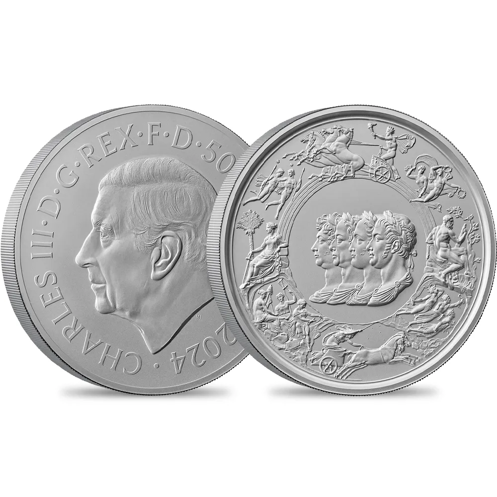 2024 チャールズ3世 ワーテルロー・メダル - 連合国代表 500ポンド1キロプルーフ銀貨 マット仕上 未鑑定 箱付き【ご予約承り品】