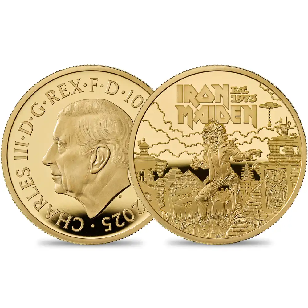 2025 チャールズ3世 ミュージックレジェンド第11弾 アイアン・メイデン 100ポンド1オンス プルーフ金貨 未鑑定 箱付き【ご予約承り品】