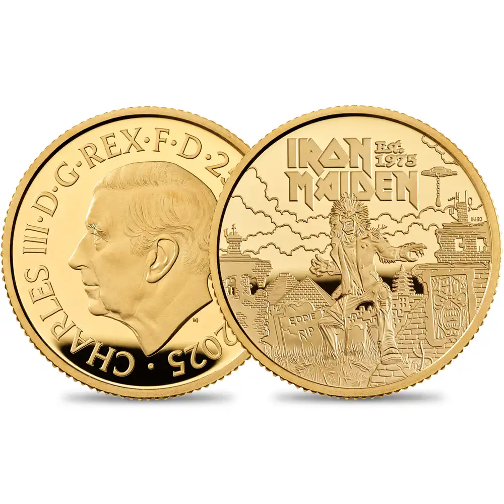 2025 チャールズ3世 ミュージックレジェンド第11弾 アイアン・メイデン 25ポンド1/4オンス プルーフ金貨 未鑑定 箱付き【ご予約承り品】