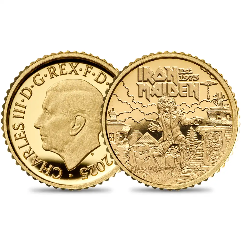 2025 チャールズ3世 ミュージックレジェンド第11弾 アイアン・メイデン 50ペンス1/40オンス プルーフ金貨 未鑑定 パッケージ付き【ご予約承り品】