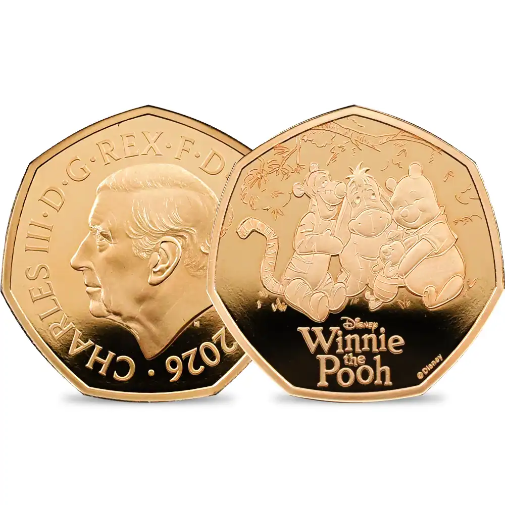 イギリス 2026 チャールズ3世 くまのプーさん100周年記念 第3弾 50ペンスプルーフ金貨 未鑑定 箱付き