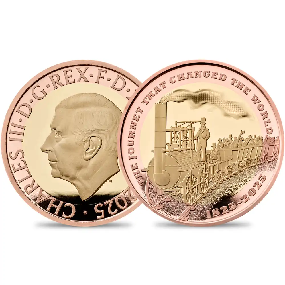 2025 チャールズ3世 現代鉄道200周年記念 2ポンドプルーフ2色金貨 未鑑定 箱付き【ご予約承り品】