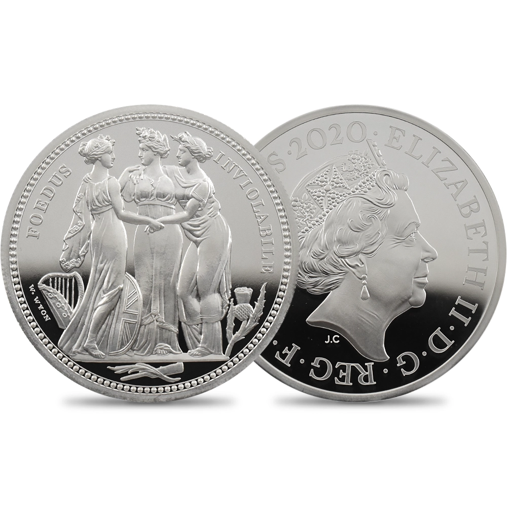 イギリス 2020 エリザベス2世 スリーグレーセス 5ポンド2オンス銀貨 発行即日鑑定品 NGC PF70UC