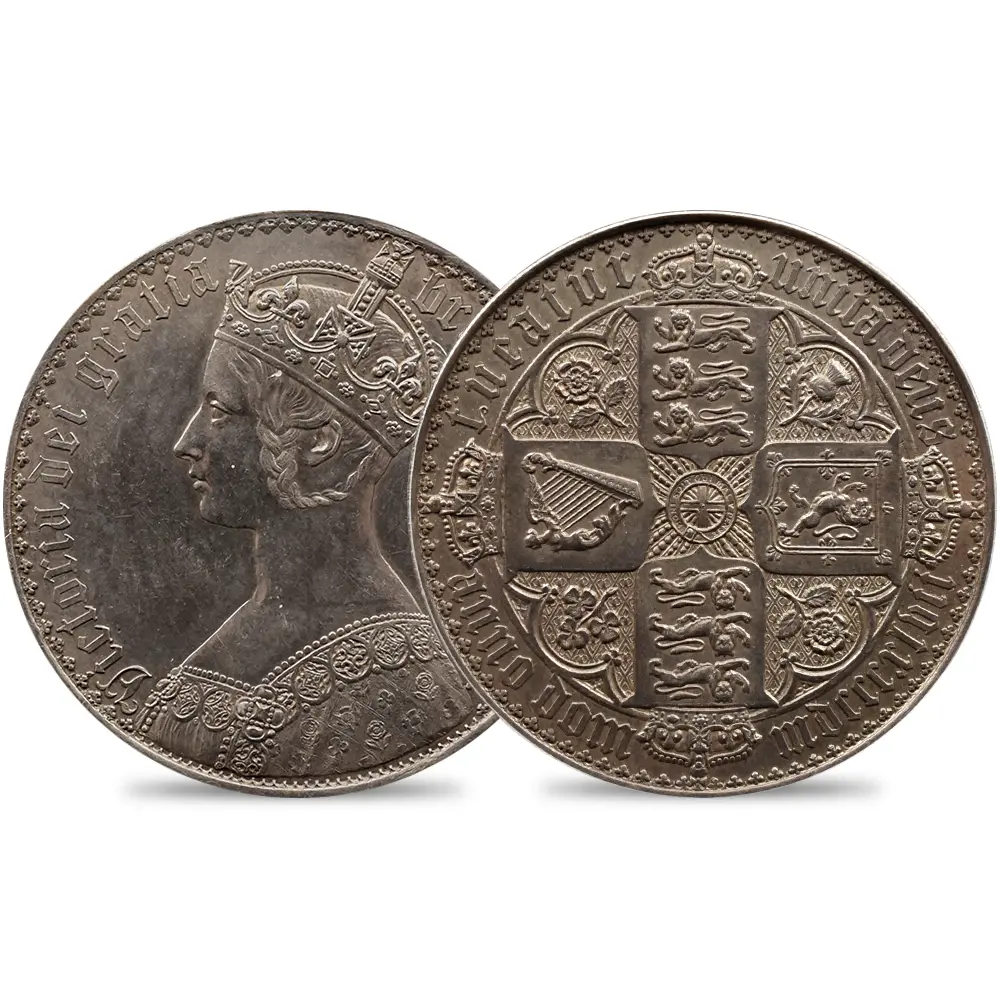 1847 ヴィクトリア女王 ゴチッククラウン銀貨 アンデシモエッジ PCGS PR61 Esc-2571