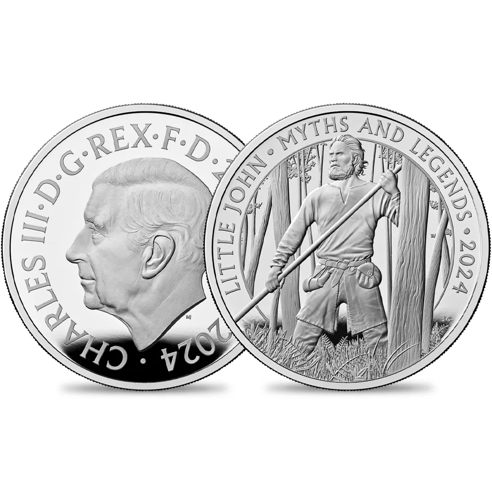 2024 チャールズ3世 神話と伝説シリーズ第6弾 リトル・ジョン 2ポンド1オンスプルーフ銀貨 未鑑定 箱付き【ご予約承り品】