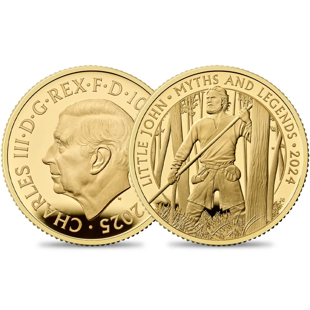 2024 チャールズ3世 神話と伝説シリーズ第6弾 リトル・ジョン 100ポンド1オンスプルーフ金貨 未鑑定 箱付き【ご予約承り品】