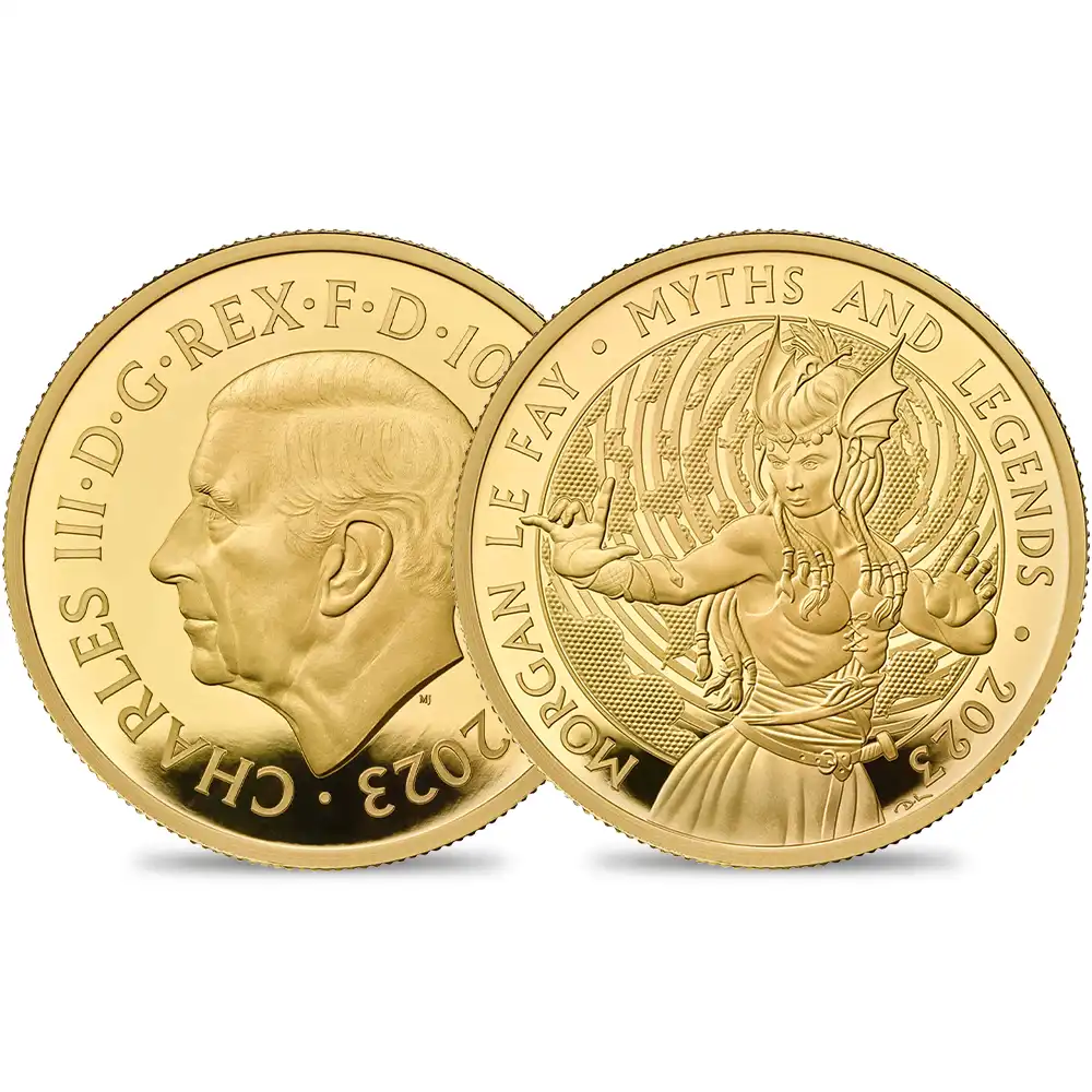 2023 チャールズ3世 神話と伝説シリーズ第3弾  モーガン・ル・フェイ 100ポンド1オンスプルーフ金貨  未鑑定 箱付き【ご予約承り品】
