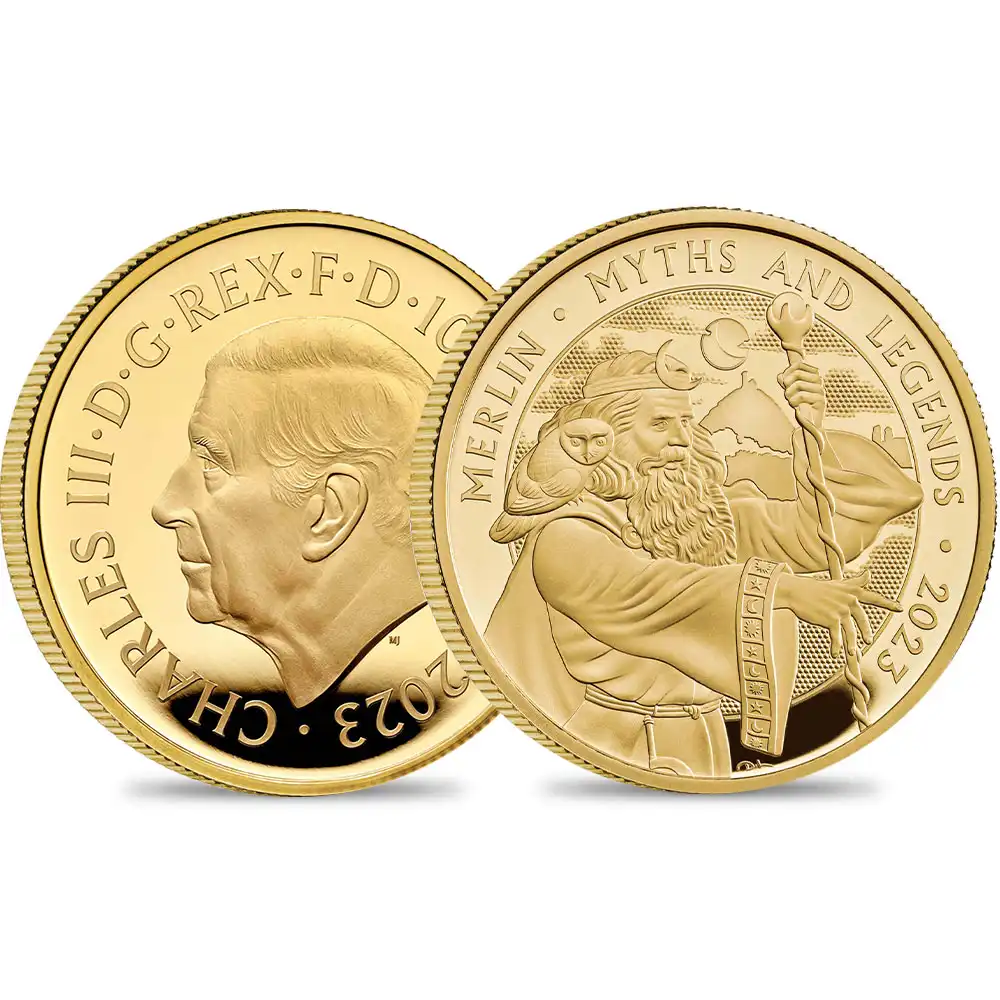 2023 チャールズ3世 神話と伝説シリーズ第2弾  マーリン 100ポンド1オンスプルーフ金貨  未鑑定 箱付き【ご予約承り品】