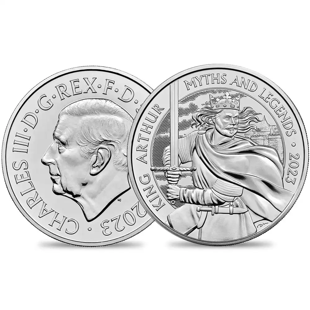 2023 チャールズ3世 神話と伝説シリーズ第1弾 アーサー王 5ポンド BU白銅貨 未鑑定 パッケージ付き【ご予約承り品】