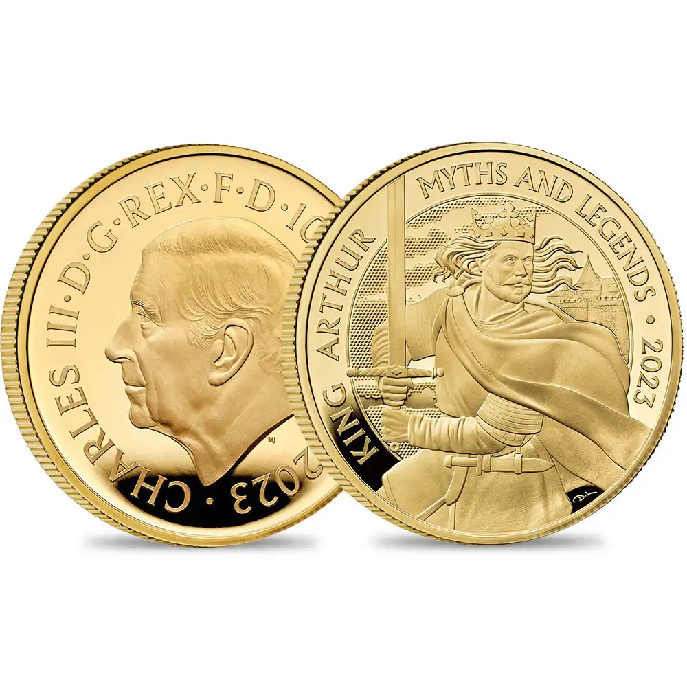 2023 チャールズ3世 神話と伝説シリーズ第1弾  アーサー王 100ポンド1オンスプルーフ金貨  未鑑定 箱付き【ご予約承り品】
