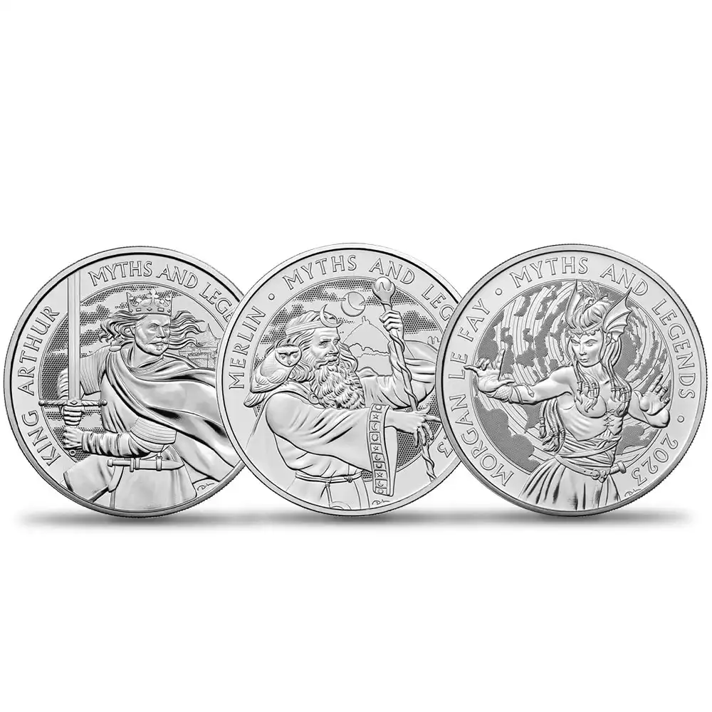 2023 チャールズ3世 神話と伝説シリーズ 3枚セット 5ポンド BU白銅貨 未鑑定 【ご予約承り品】