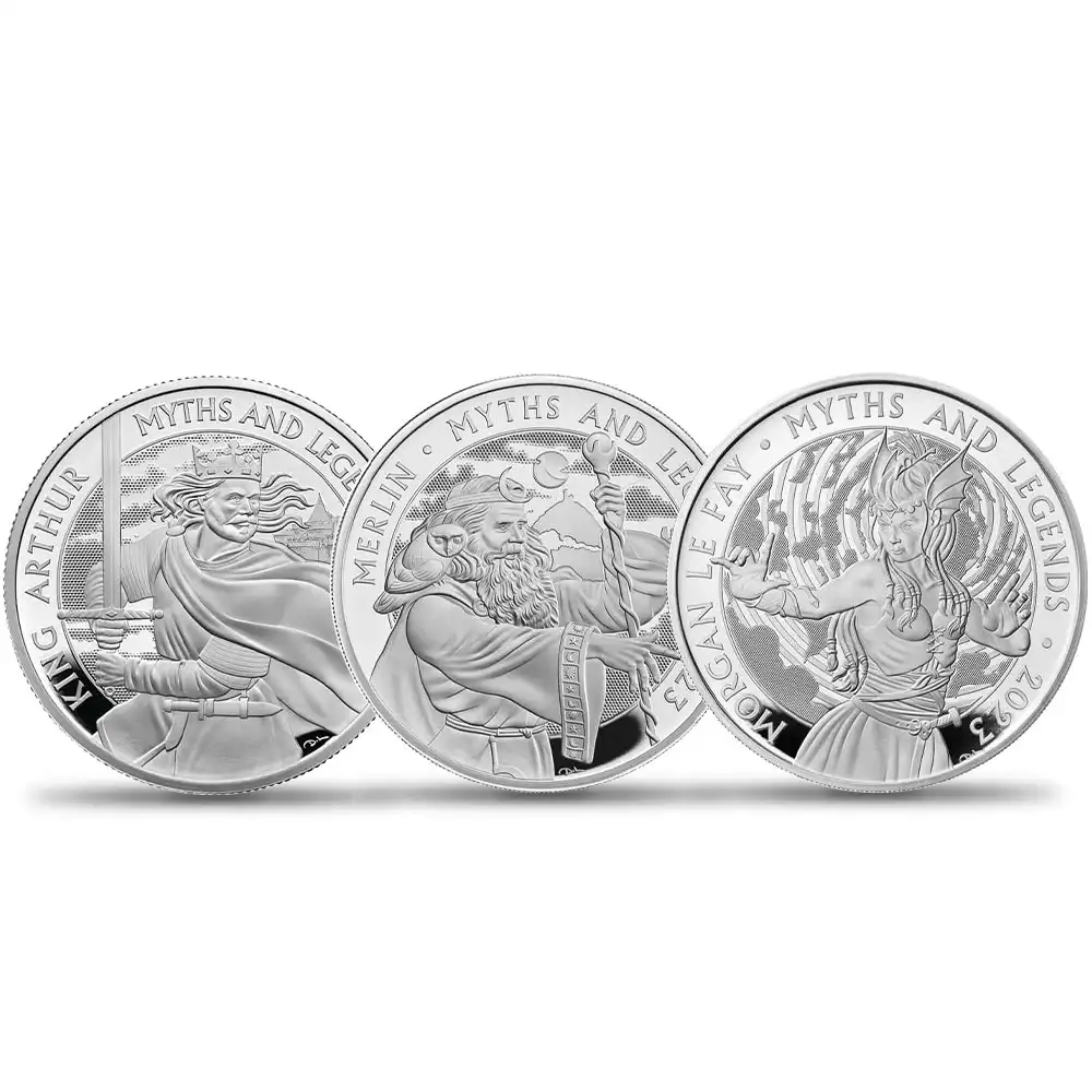 2023 チャールズ3世 神話と伝説シリーズ 3枚セット 5ポンド2オンスプルーフ銀貨 未鑑定【ご予約承り品】