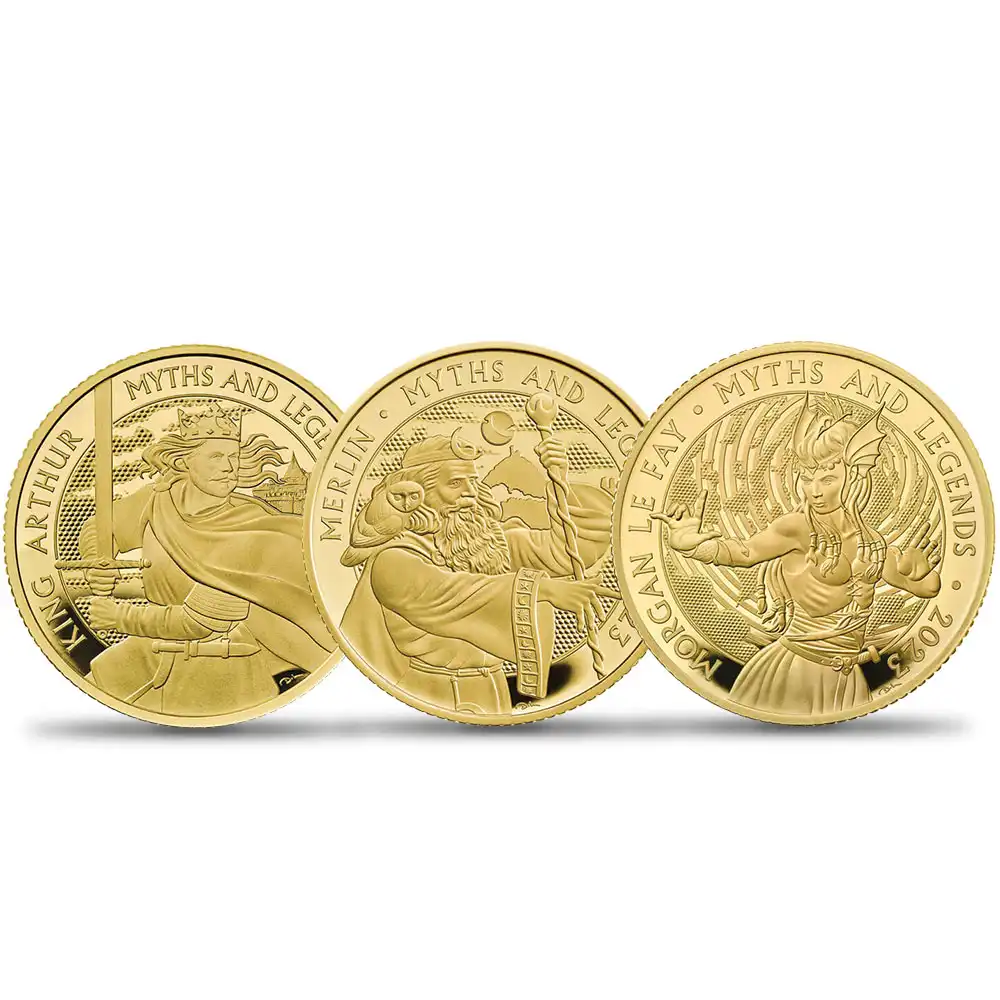 2023 チャールズ3世 神話と伝説シリーズ  3枚セット 25ポンド1/4オンスプルーフ金貨 未鑑定【ご予約承り品】