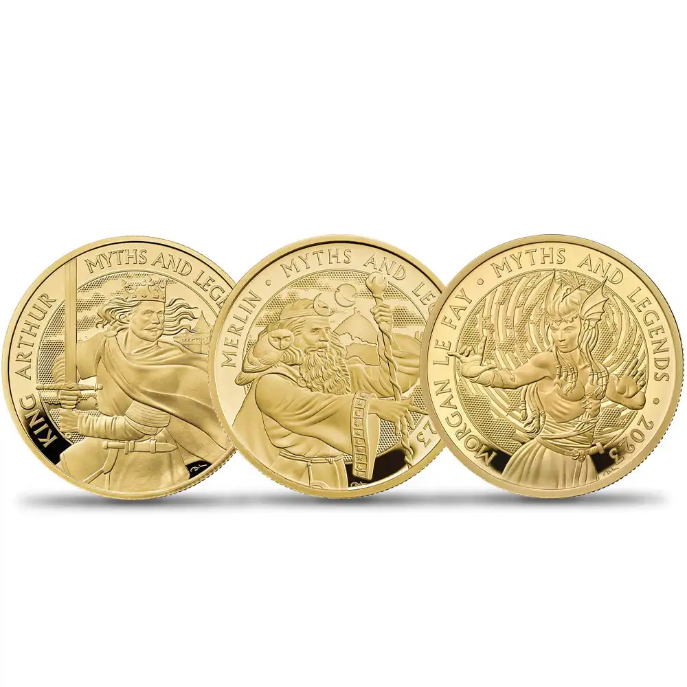2023 チャールズ3世 神話と伝説シリーズ   3枚セット 100ポンド1オンスプルーフ金貨 未鑑定 【ご予約承り品】