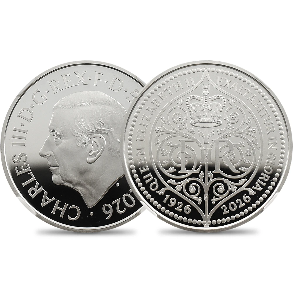 イギリス 2026 チャールズ3世 エリザベス2世生誕100周年記念 5ポンド 銀貨 ファーストリリース NGC PF69UC チャールズ3世ラベル 箱付き