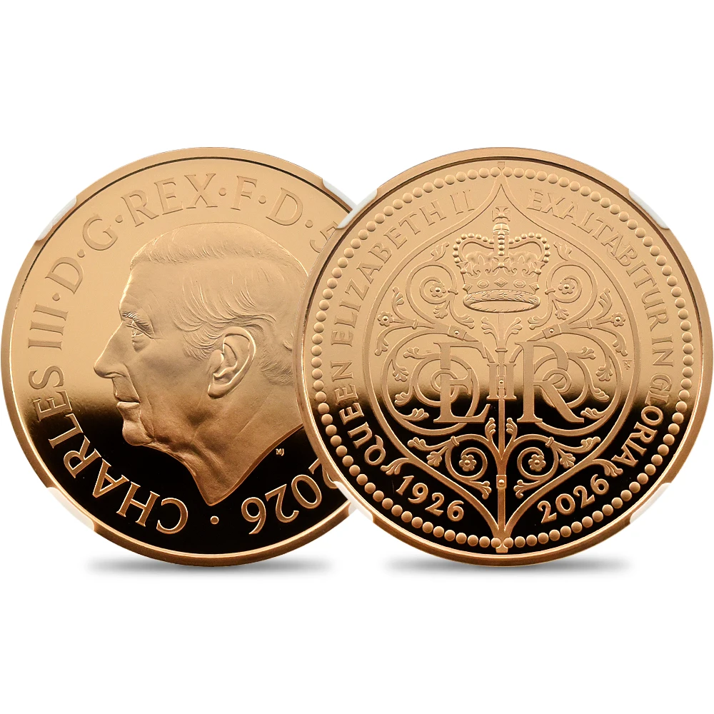 イギリス 2026 チャールズ3世 エリザベス2世生誕100周年記念 5ポンド 金貨 ファーストリリース NGC PF69UC チャールズ3世ラベル 箱付き