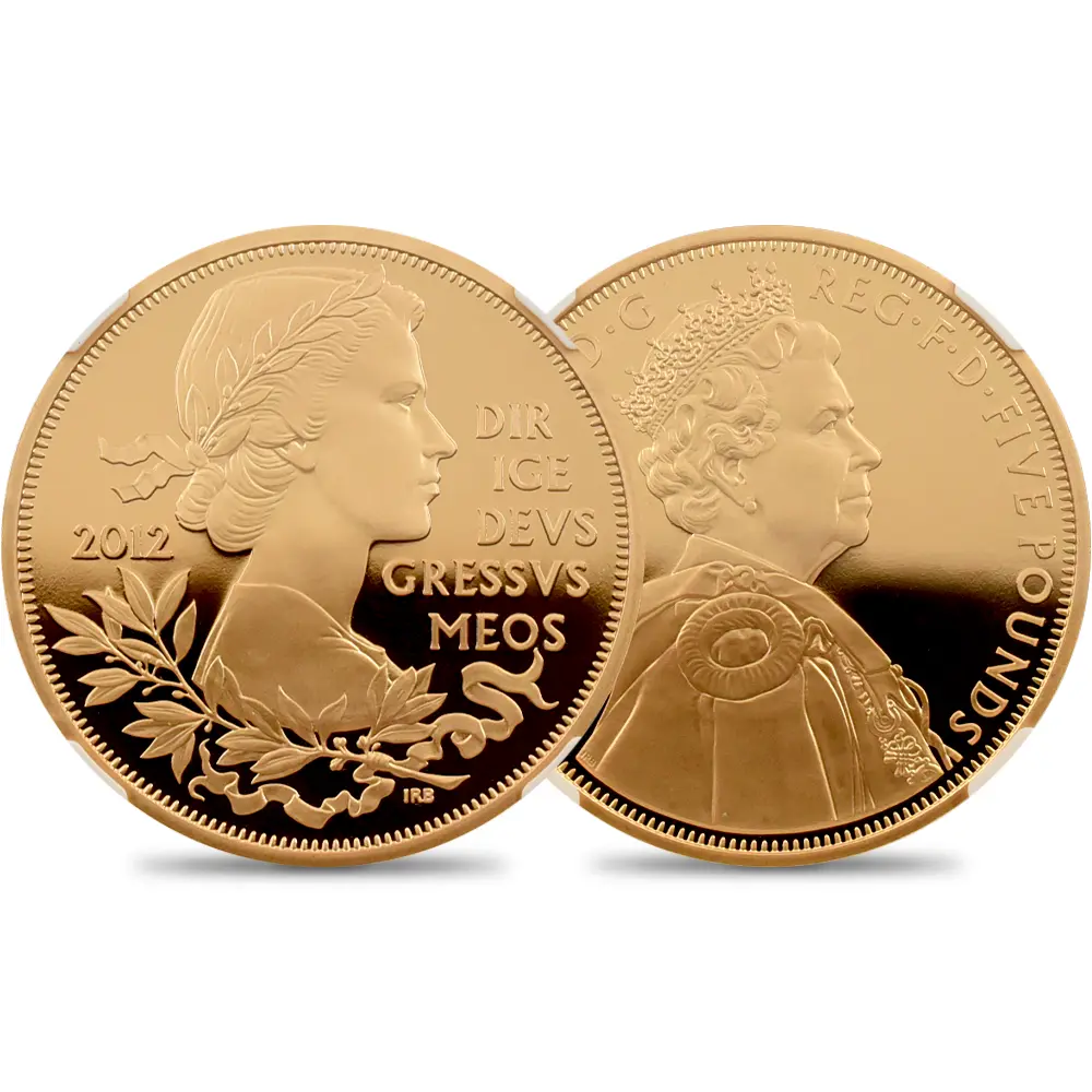 2012 エリザベス2世 即位60周年記念 ダイアモンドジュビリー 5ポンド金貨 NGC PF70UC