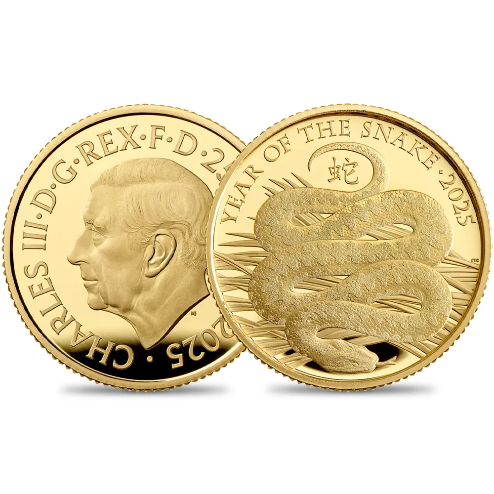 2025 チャールズ3世 干支巳年 25ポンド1/4オンスプルーフ金貨 未鑑定 箱付き【ご予約承り品】