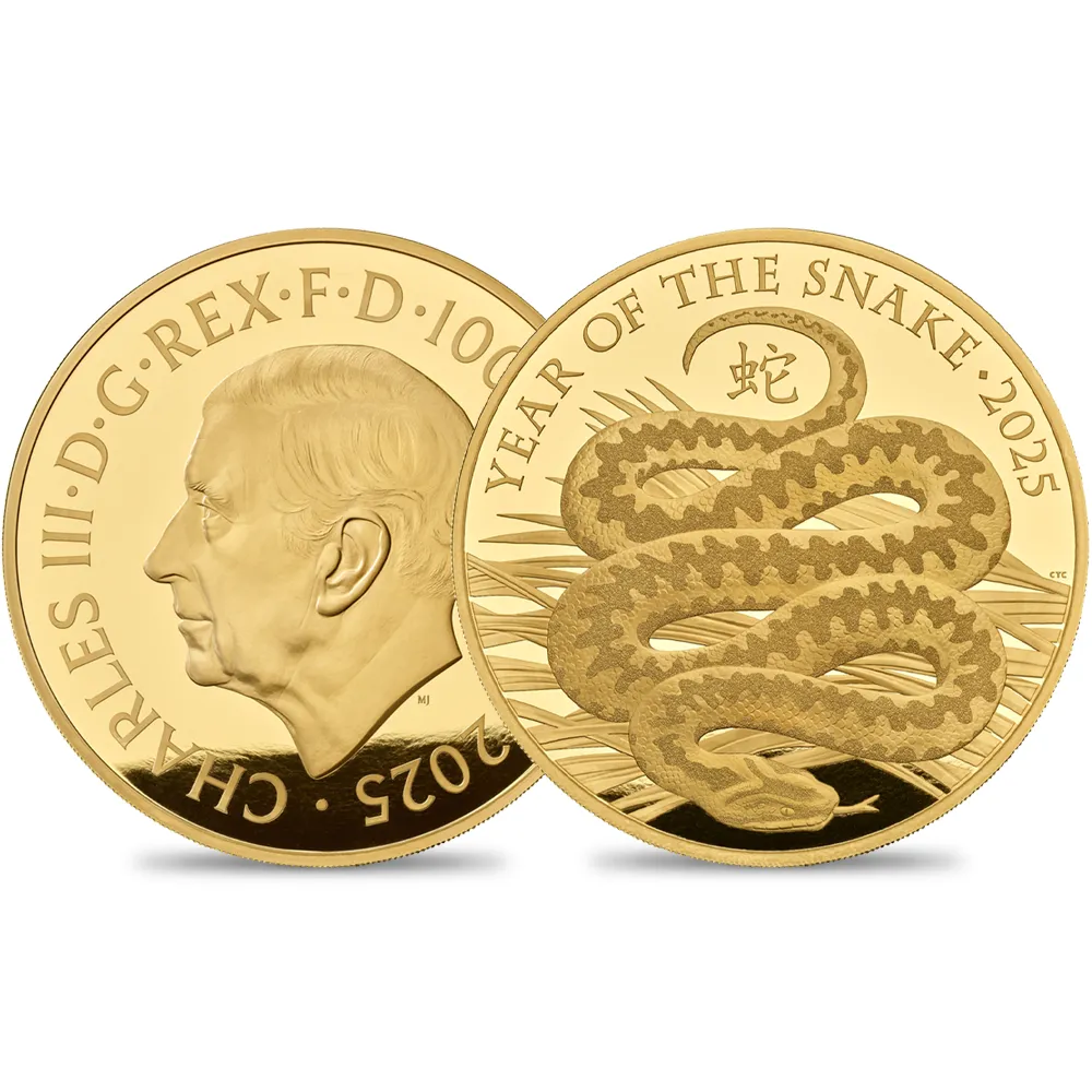 2025 チャールズ3世 干支巳年 1000ポンド1キロプルーフ金貨 未鑑定 箱付き【ご予約承り品】