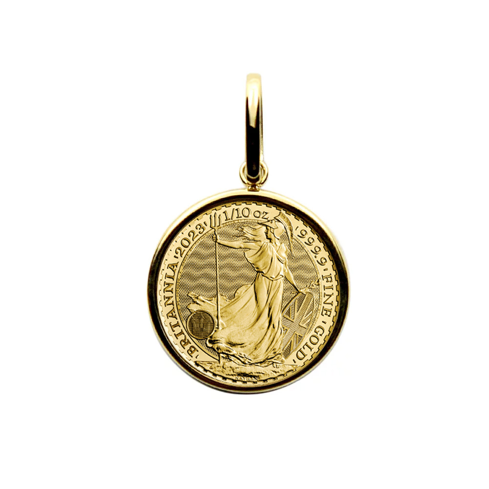 【ペンダントトップ単品】2023 エリザベス2世 ブリタニア 10ポンド1/10オンス 金貨 コインペンダント