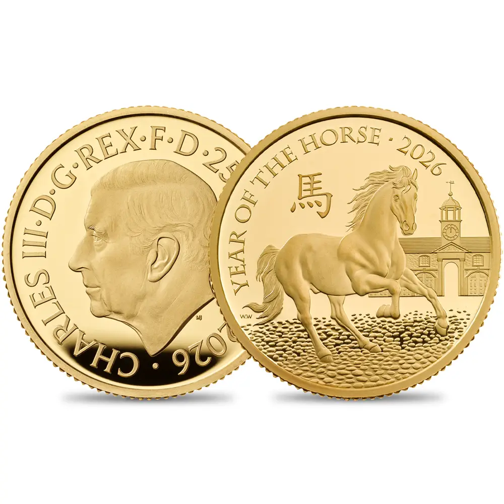 2026 チャールズ3世 干支午年 馬年 25ポンド1/4オンスプルーフ金貨 未鑑定 箱付き【ご予約承り品】