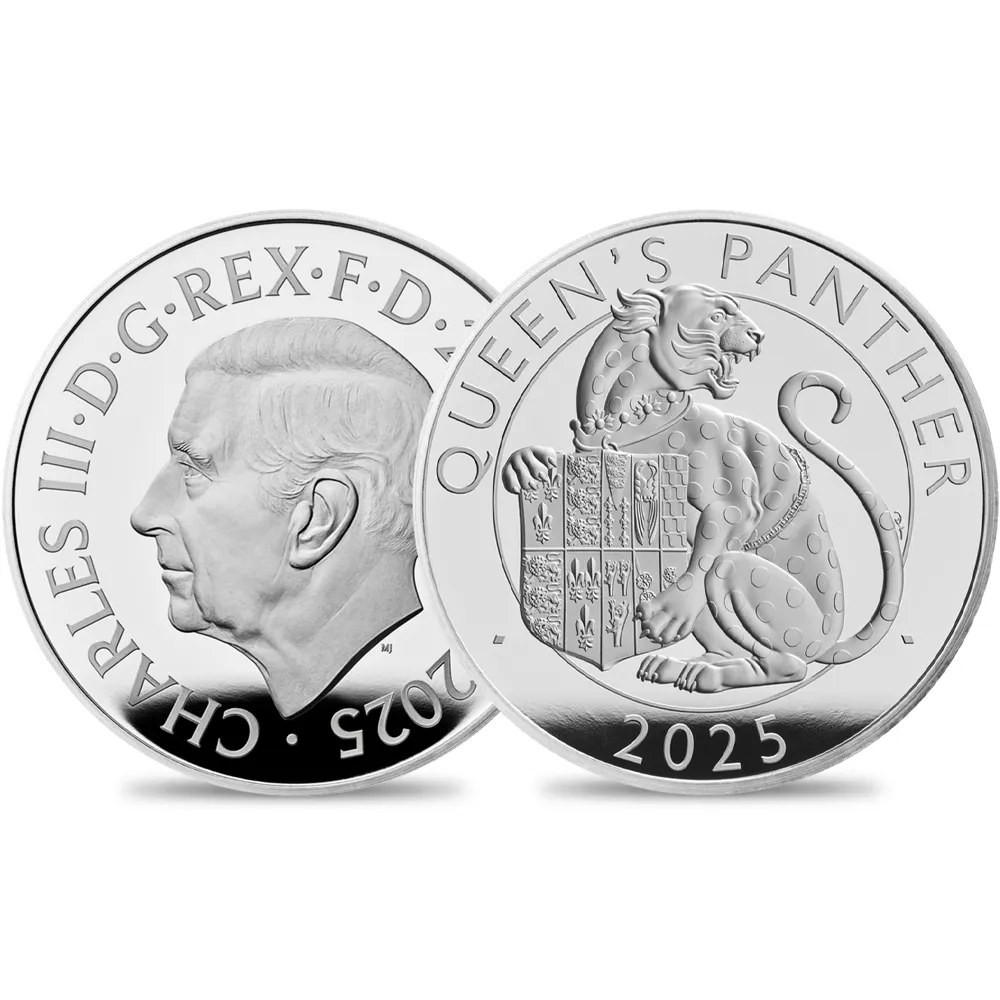 2025 チャールズ3世 ロイヤルテューダービースト 女王の豹 2ポンド1オンスプルーフ銀貨 未鑑定 箱付き【ご予約承り品】