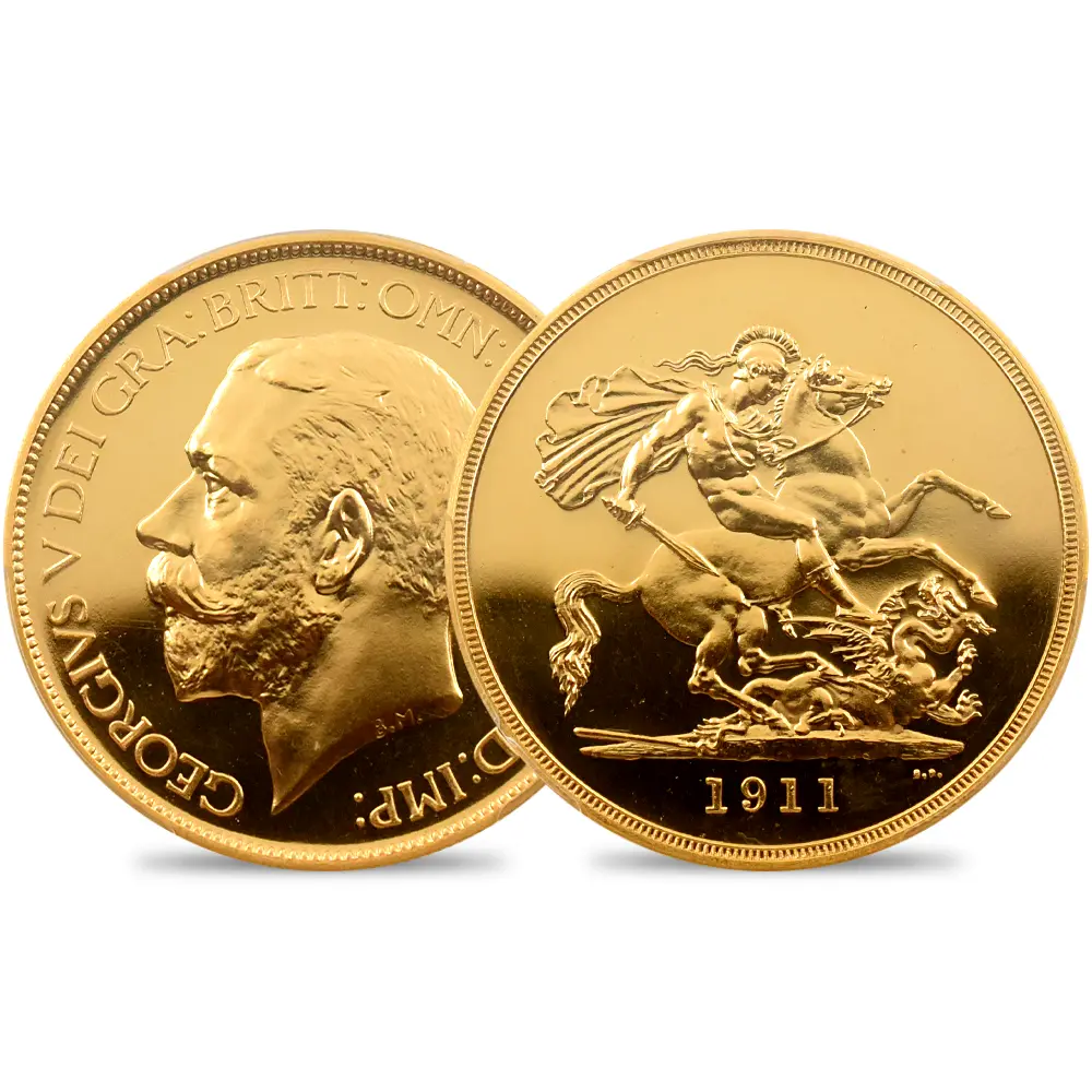 1911 ジョージ5世 聖ジョージ竜退治 5ポンド金貨 PCGS PR65CA S-3994 WR-414